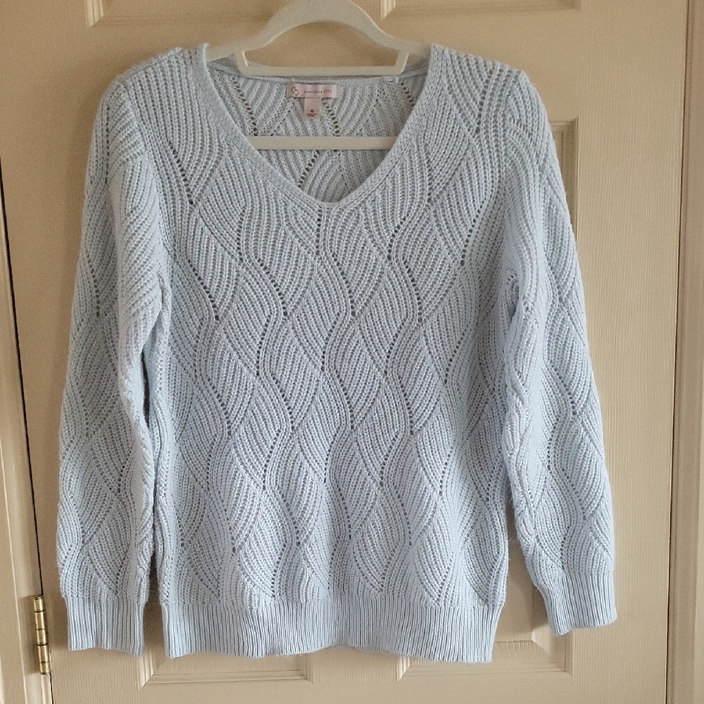 Dress Barn Soft Blue V-Neck Sweater